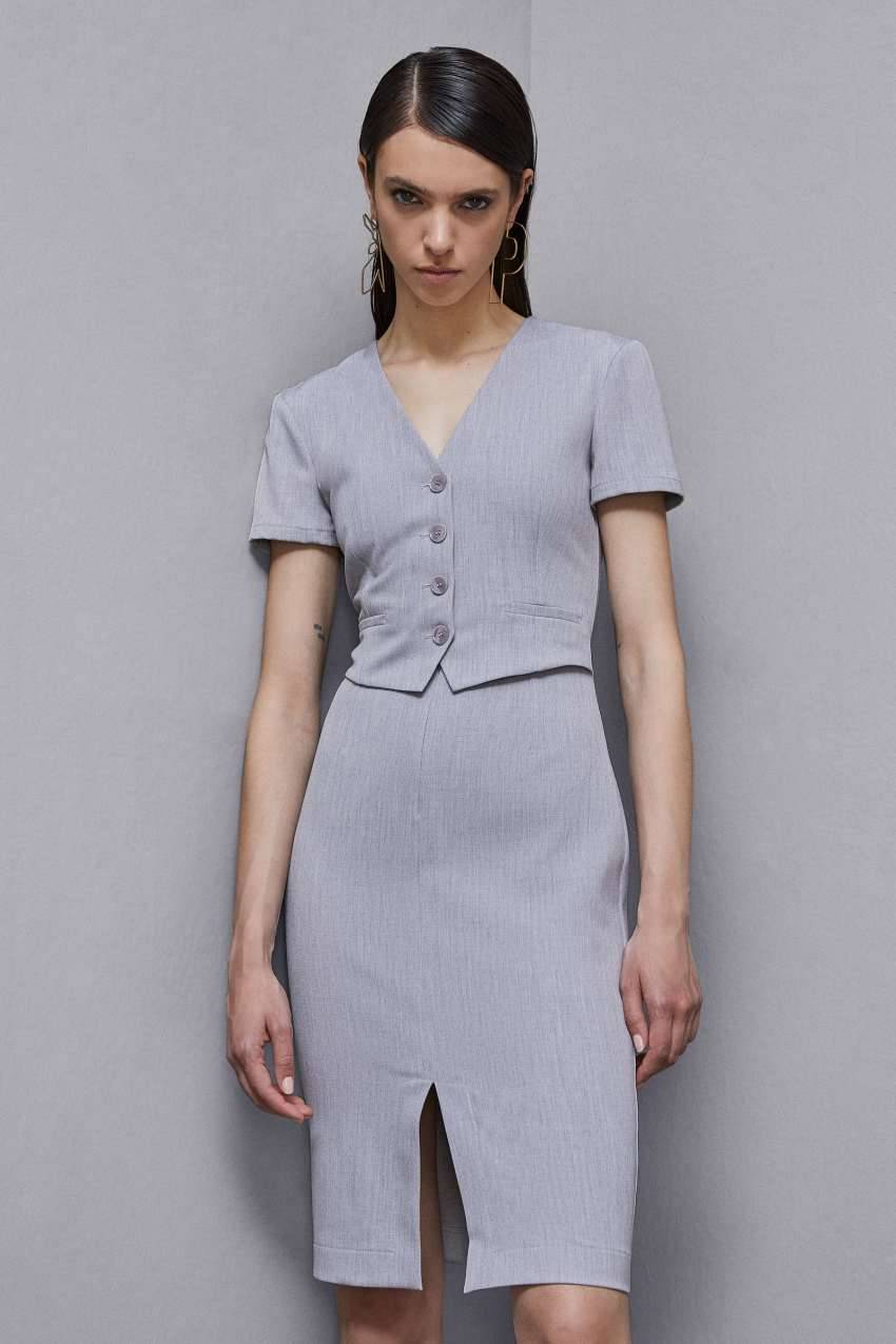 Patrizia Pepe Midi abito smanicato in poly viscosa Saldi Di Fabbrica