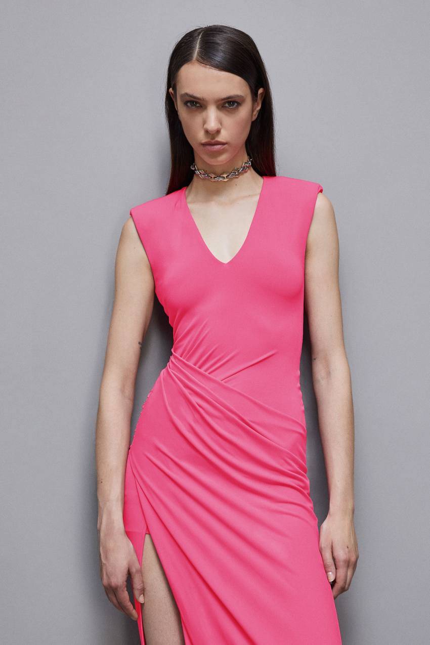 Patrizia Pepe Abito lungo con drappeggio in crepe Sconto
