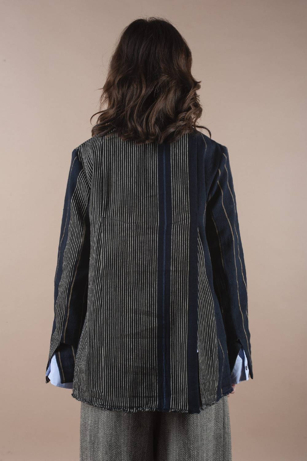 Pdr Phisique Du Role PHISIQUE DU ROLE JACKET IN WOOL/LINEN BARRE’ WITH IRREGULAR STRIPES Prezzo Ridotto
