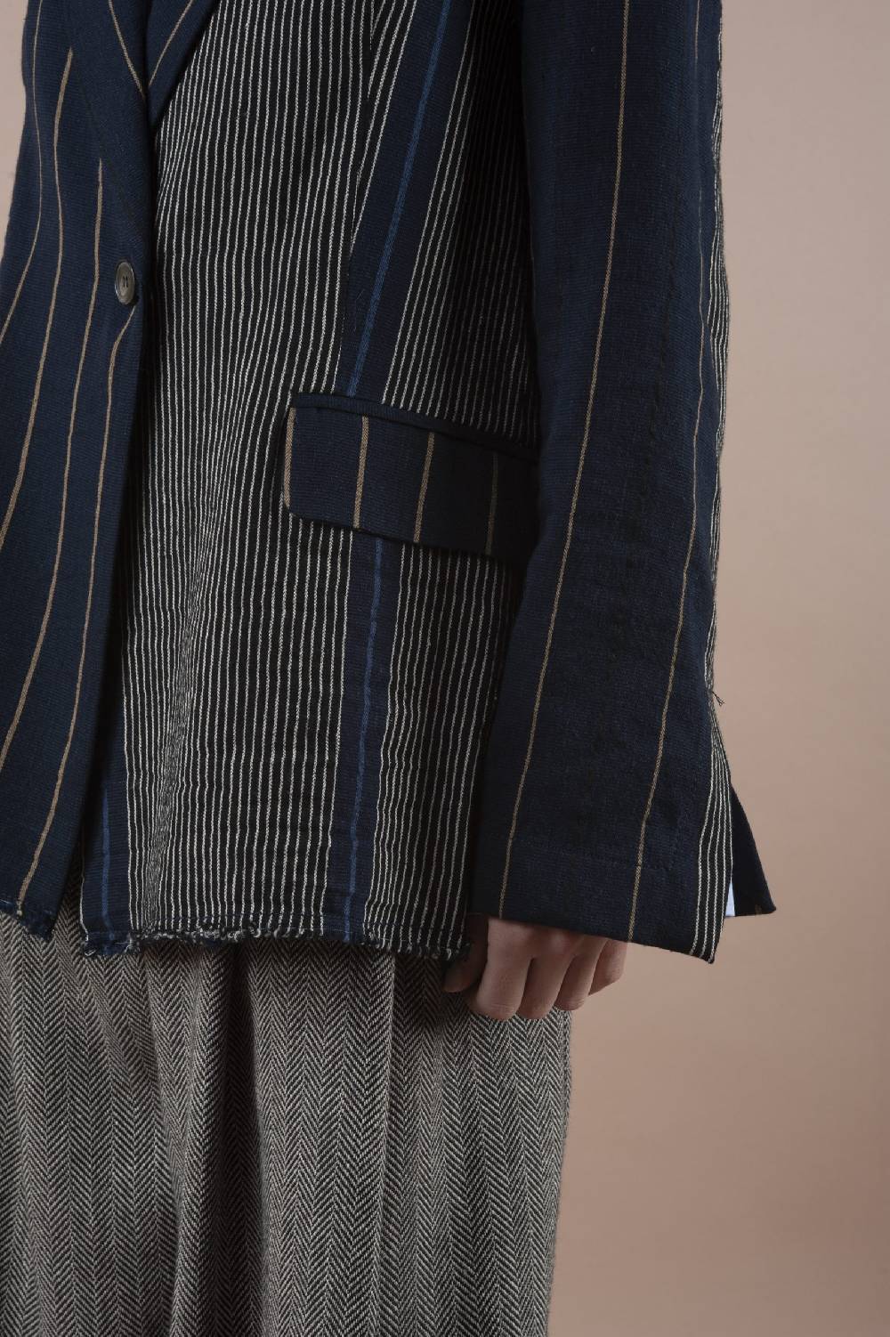 Pdr Phisique Du Role PHISIQUE DU ROLE JACKET IN WOOL/LINEN BARRE’ WITH IRREGULAR STRIPES Prezzo Ridotto