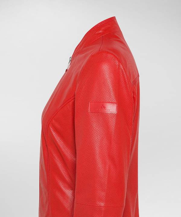 Peuterey Giacca biker lucida in pelle traforata Promozione