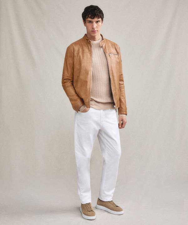 Peuterey Giacca biker in morbida pelle Moda