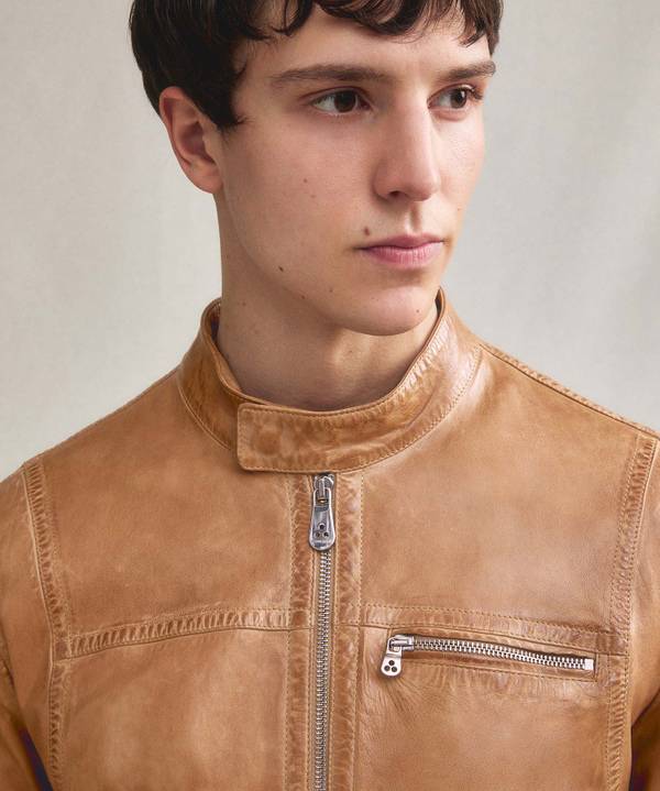 Peuterey Giacca biker in morbida pelle Moda