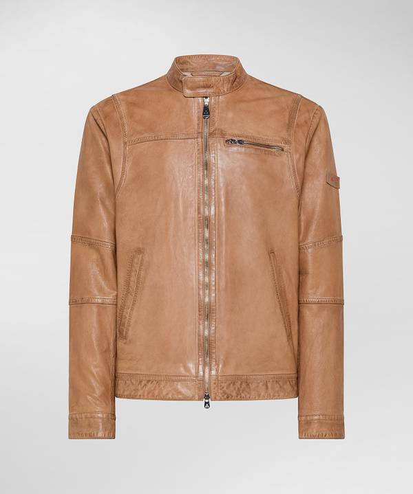 Peuterey Giacca biker in morbida pelle Moda