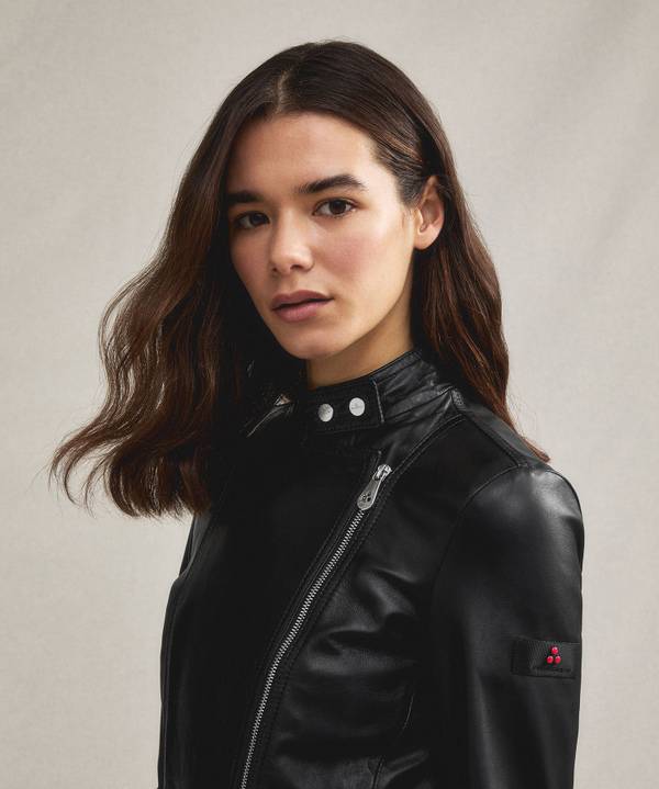Peuterey Giacca biker in pelle con zip laterale Promozione Limitata