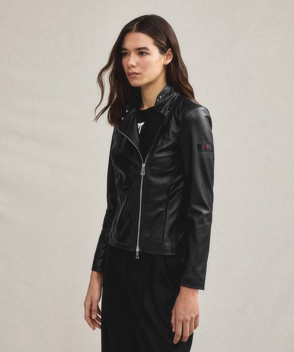 Peuterey Giacca biker in pelle con zip laterale Promozione Limitata