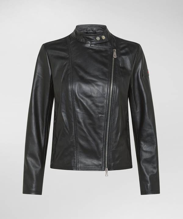 Peuterey Giacca biker in pelle con zip laterale Promozione Limitata