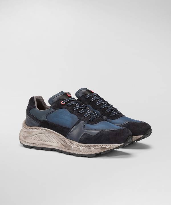 Peuterey Scarpa In Nylon E Pelle Con Suola Eva Effetto Used Consegna Veloce