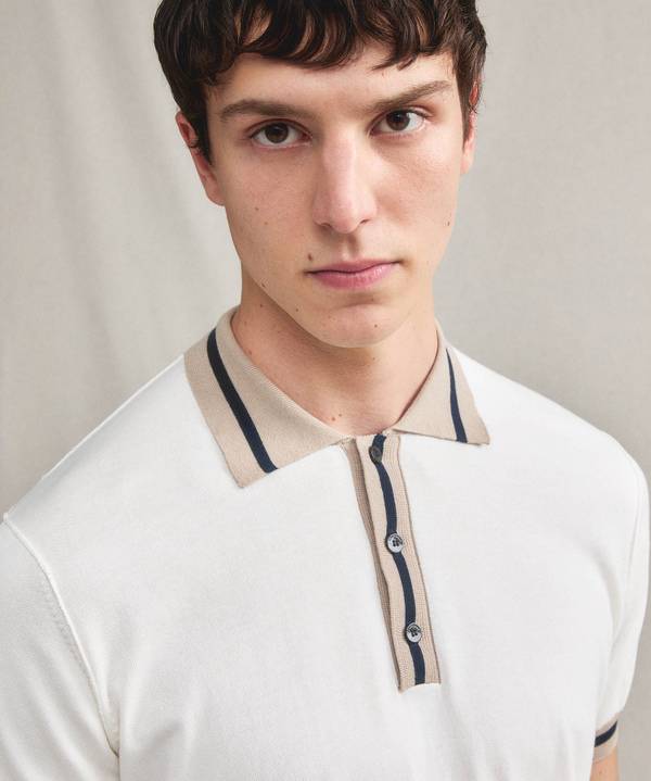 Peuterey Polo in tricot di cotone con dettagli rigati Sottocosto