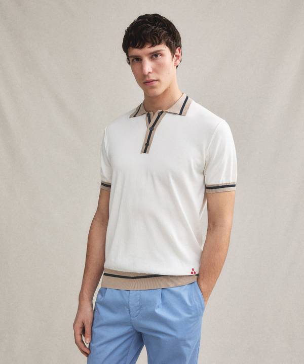 Peuterey Polo in tricot di cotone con dettagli rigati Sottocosto