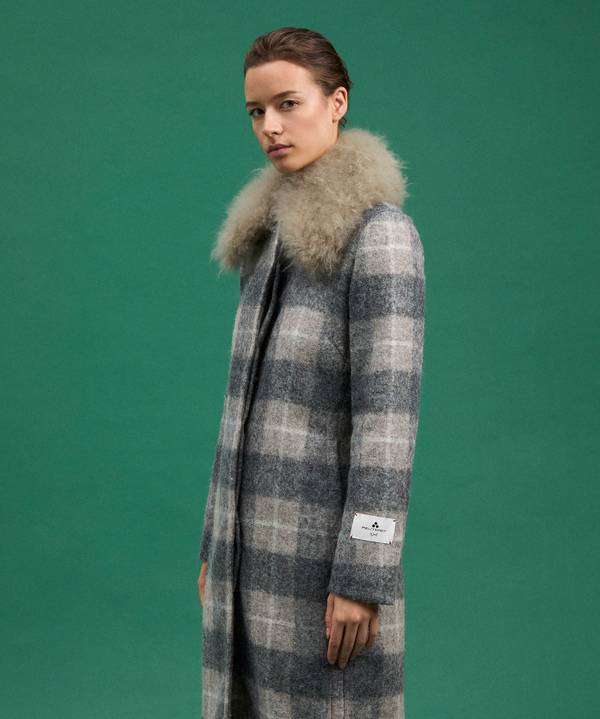 Peuterey Cappotto Checked, Lungo E Avvitato Con Pelliccia Offerte