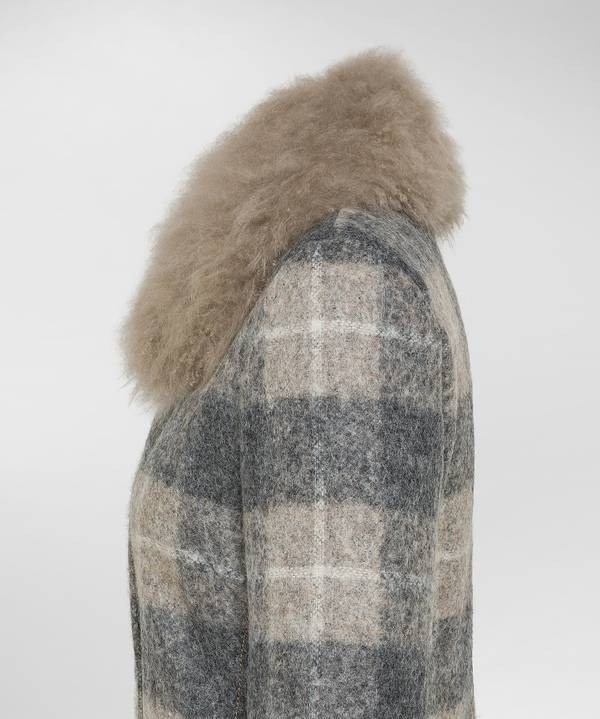 Peuterey Cappotto Checked, Lungo E Avvitato Con Pelliccia Offerte
