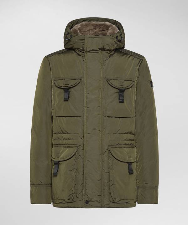 Peuterey Field Jacket In Taffeta’ Con Cappuccio In Pelliccia In Saldo