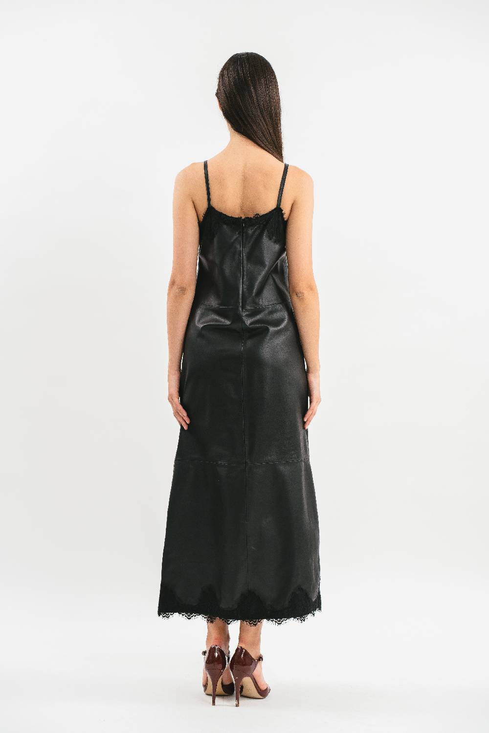 Pink Memories Slip dress in pelle con pizzo Convenienza