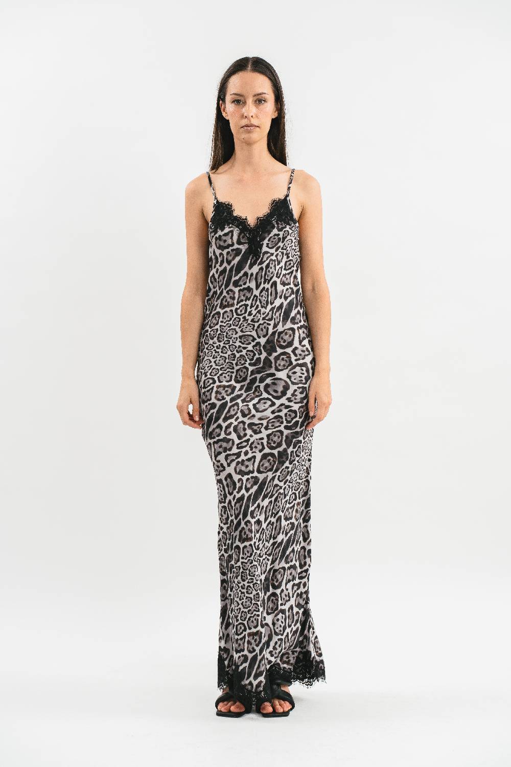 Pink Memories Slip dress stampata con pizzo Offerta