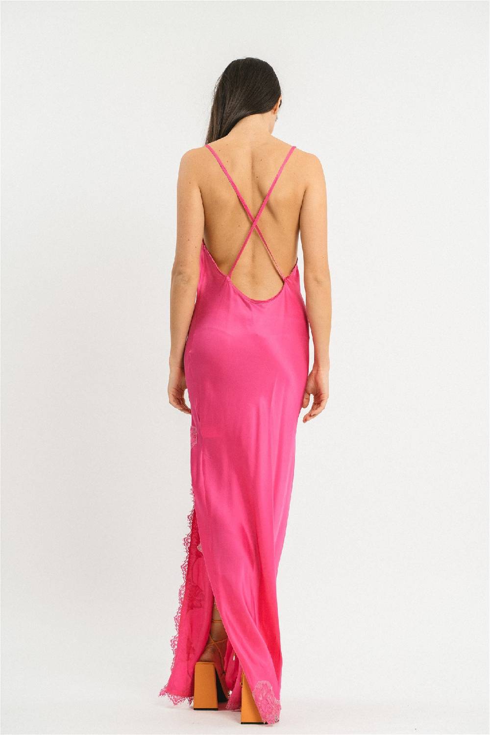 Pink Memories Slip dress con spacco Outlet