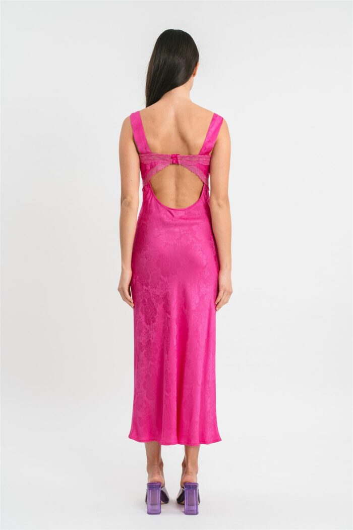 Pink Memories Slip dress Jacquard con dettagli in pizzo In Vendita