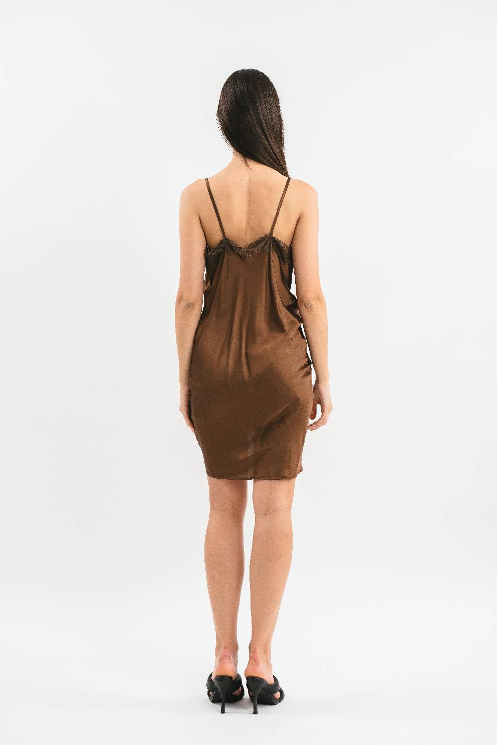 Pink Memories Slip dress con coulisse e pizzo Pezzi Unici