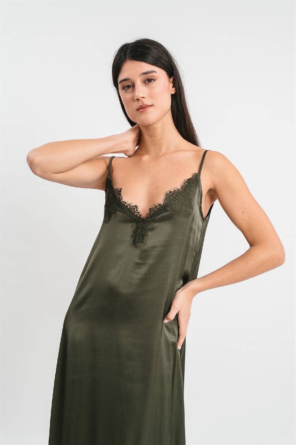 Pink Memories Slip dress con spacco laterale e pizzo Qualità Garantita