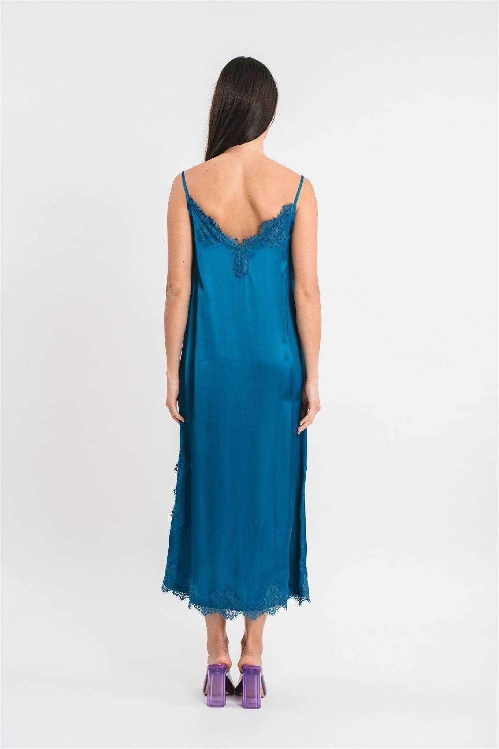 Pink Memories Slip dress con spacco laterale e pizzo Qualità Garantita