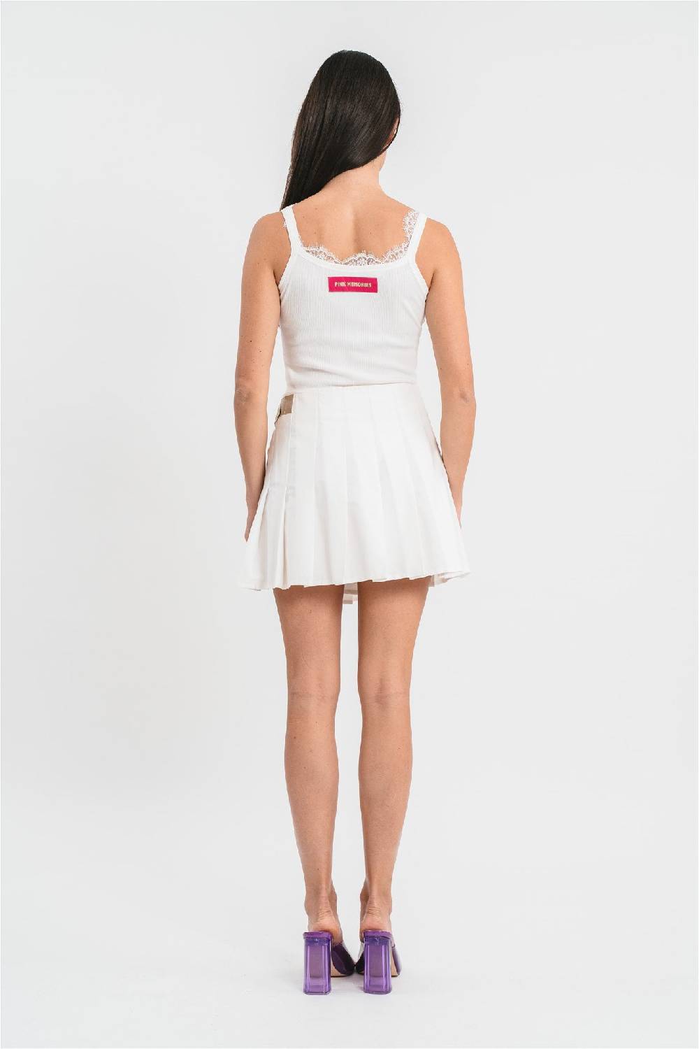 Pink Memories Gonna kilt corta con fibbia in cotone Presa