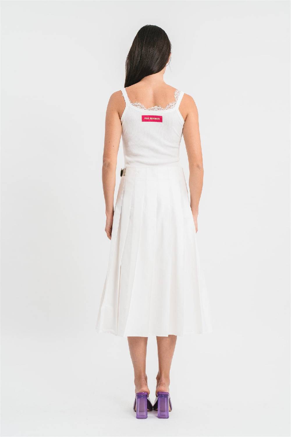Pink Memories Gonna kilt lunga con fibbia in cotone Sconto