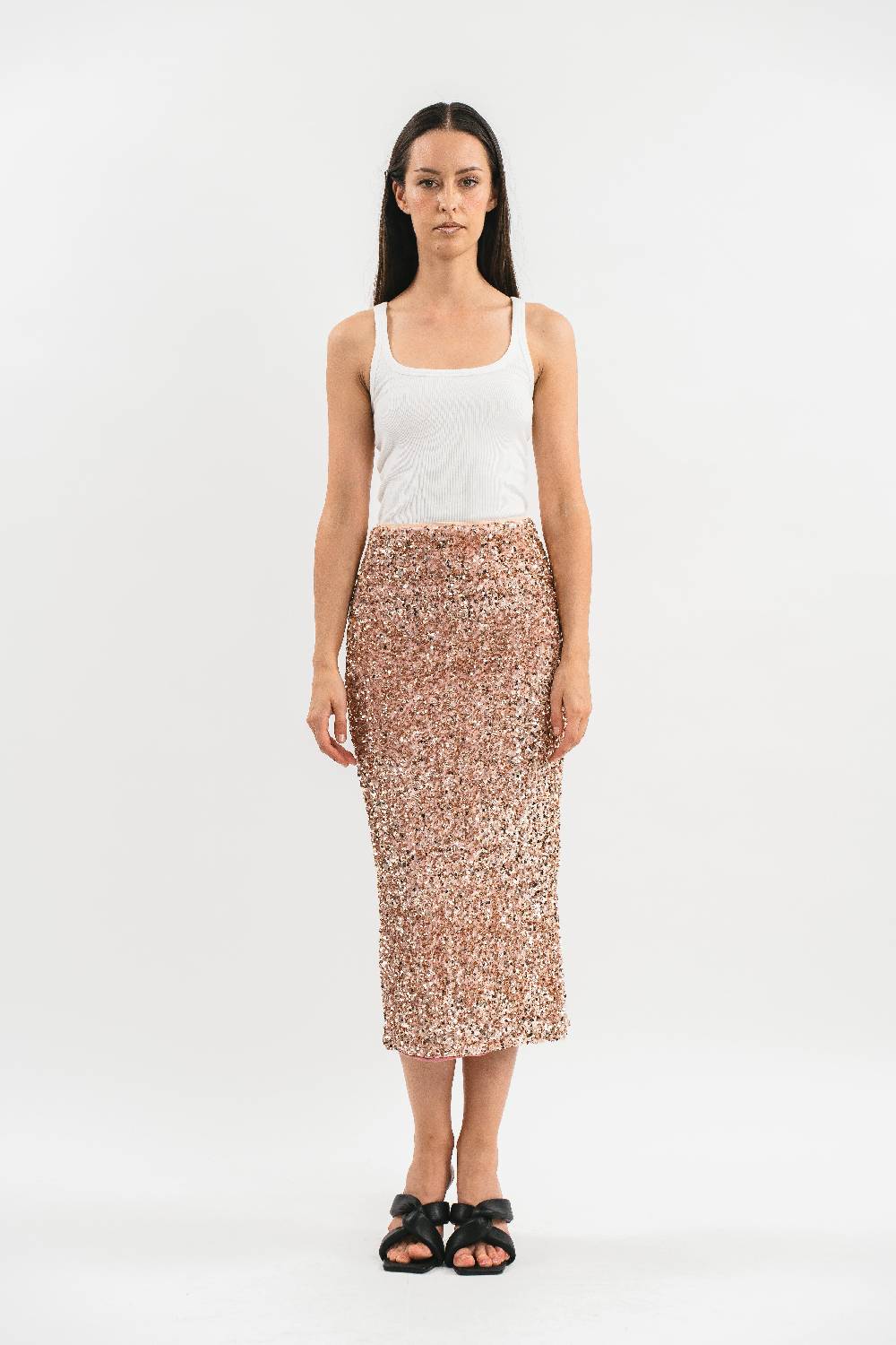Pink Memories Gonna con spacco in paillettes Online