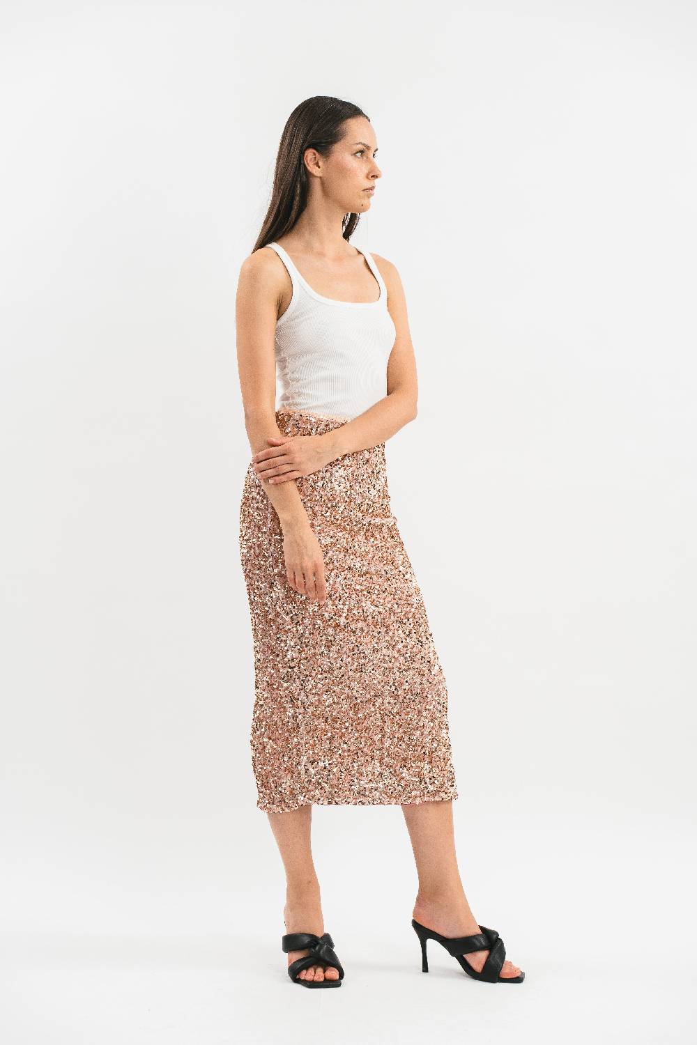 Pink Memories Gonna con spacco in paillettes Online