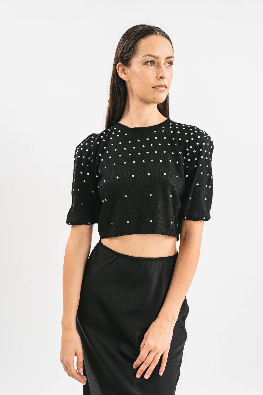 Pink Memories Maglia Girocollo con strass Saldi Di Fabbrica