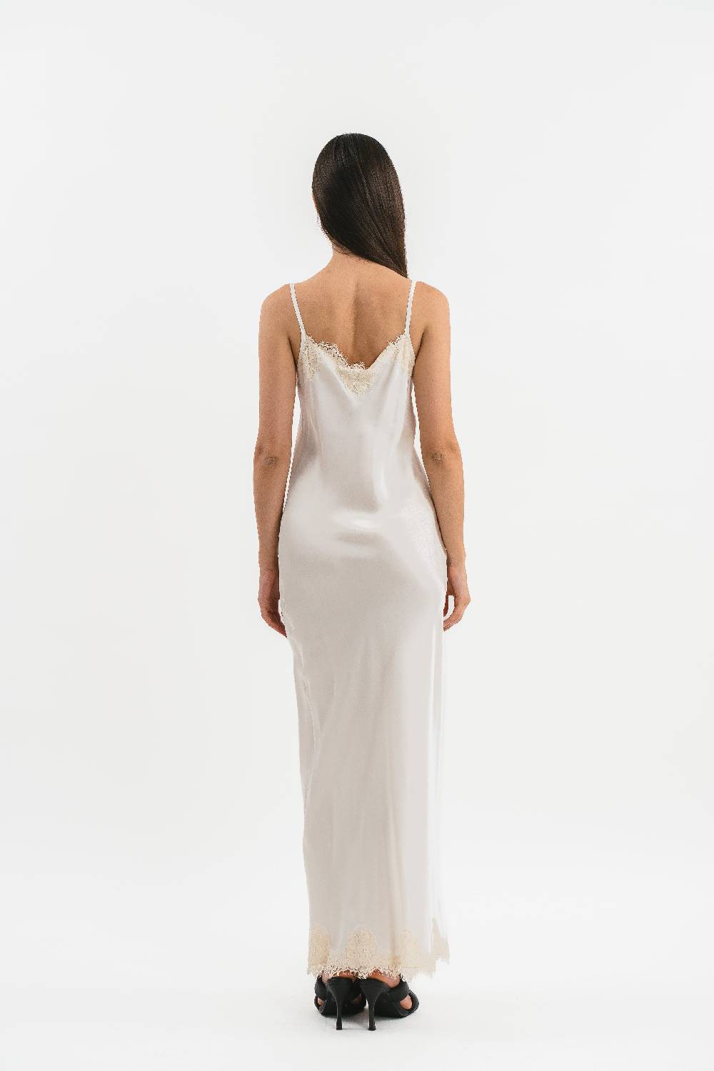 Pink Memories Slip dress lungo con dettagli in pizzo In Linea