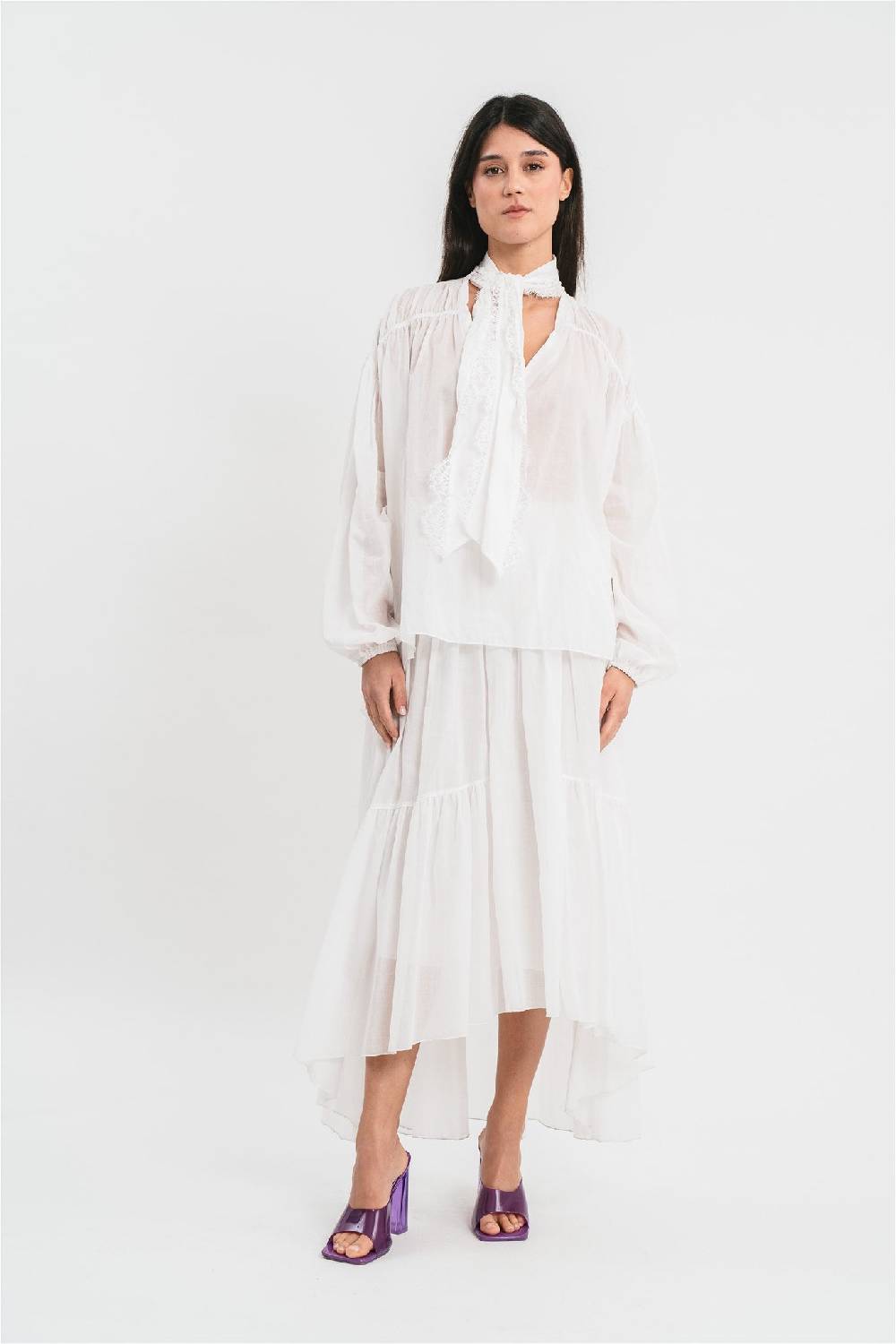 Pink Memories Camicia con fiocco e dettagli in pizzo Negozi Online