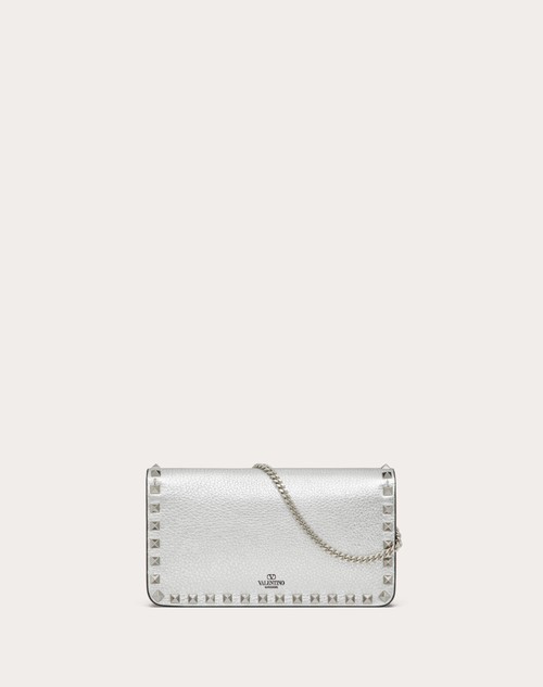 Red Valentino PORTAFOGLIO CON CATENA ROCKSTUD IN VITELLO GRANATO METALLIZZATO Presa