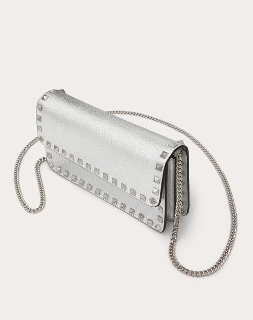 Red Valentino PORTAFOGLIO CON CATENA ROCKSTUD IN VITELLO GRANATO METALLIZZATO Presa