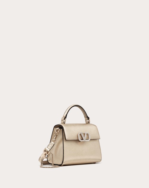 Red Valentino BORSA A MANO MINI VSLING IN VITELLO GRANATO METALLIZZATO Economico