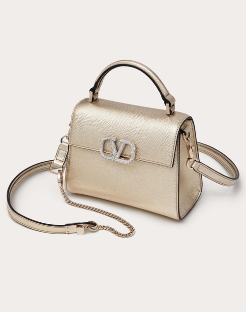 Red Valentino BORSA A MANO MINI VSLING IN VITELLO GRANATO METALLIZZATO Economico