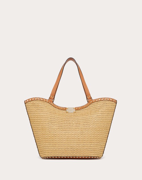 Red Valentino BORSA SHOPPING ROCKSTUD IN RAFIA INTRECCIATA 2025
