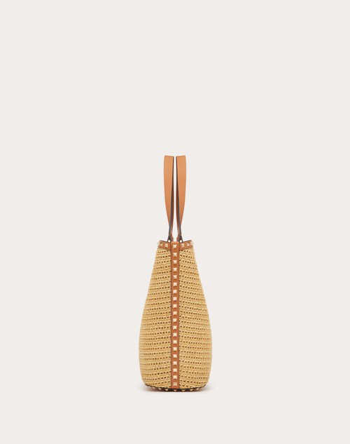 Red Valentino BORSA SHOPPING ROCKSTUD IN RAFIA INTRECCIATA 2025