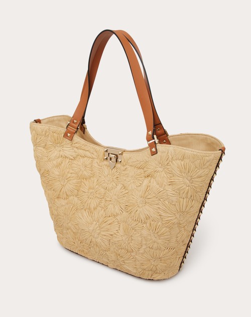 Red Valentino BORSA SHOPPING ROCKSTUD IN RAFIA INTRECCIATA Italy