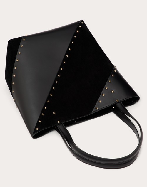 Red Valentino BORSA SHOPPING VALENTINO GARAVANI VALENTINO GARAVANI ROCKSTUD WISPY IN VITELLO E CAMOSCIO Spedizione Gratuita