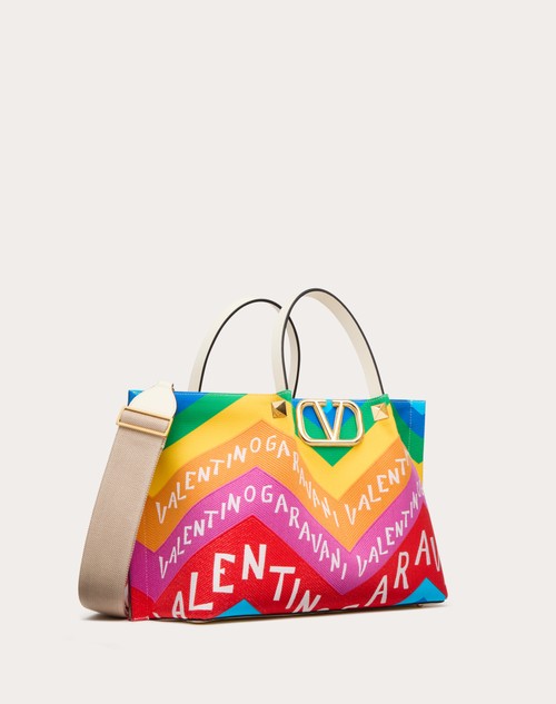 Red Valentino BORSA SHOPPING MEDIA VALENTINO GARAVANI ESCAPE IN CANVAS CON STAMPA CHEVRON24 Consegna Veloce