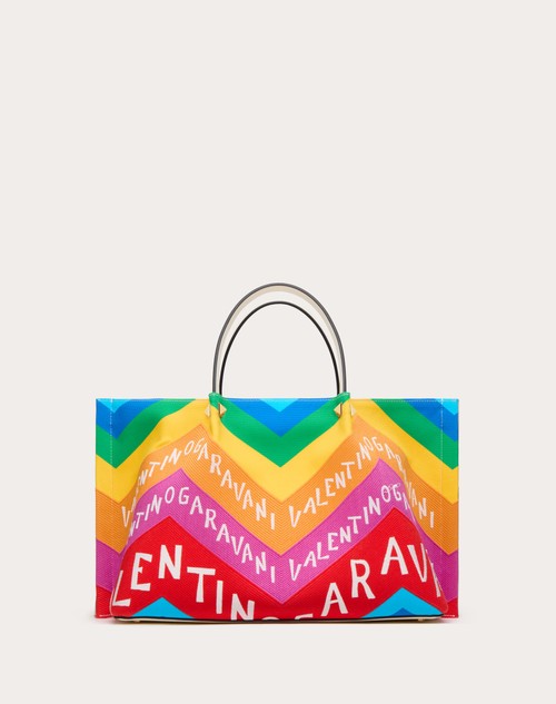 Red Valentino BORSA SHOPPING MEDIA VALENTINO GARAVANI ESCAPE IN CANVAS CON STAMPA CHEVRON24 Consegna Veloce