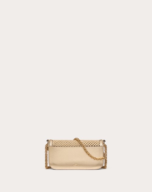 Red Valentino BORSA PICCOLA A SPALLA VALENTINO GARAVANI LOCÒ IN PELLE INTRECCIATA METALLIZZATA In Vendita