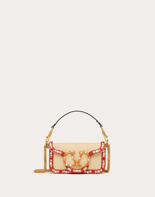 Red Valentino BORSA PICCOLA A SPALLA VALENTINO GARAVANI LOCÒ IN RAFIA CON PROFILO RICAMATO