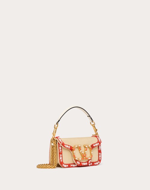 Red Valentino BORSA PICCOLA A SPALLA VALENTINO GARAVANI LOCÒ IN RAFIA CON PROFILO RICAMATO Vendite Flash