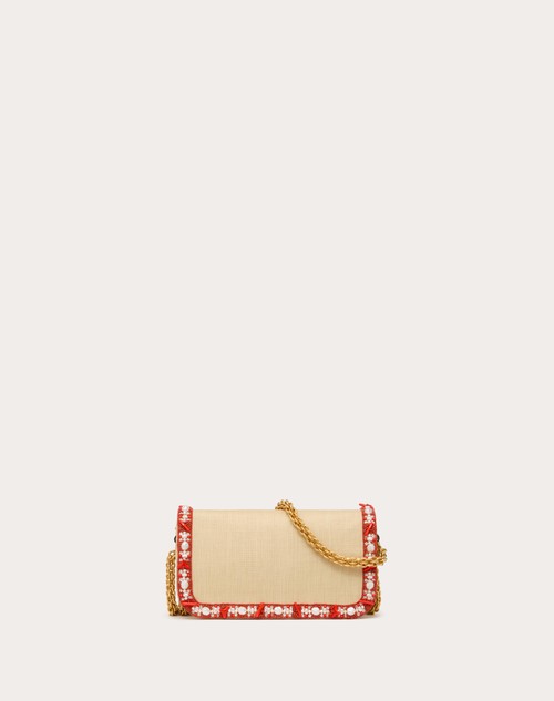 Red Valentino BORSA PICCOLA A SPALLA VALENTINO GARAVANI LOCÒ IN RAFIA CON PROFILO RICAMATO Vendite Flash