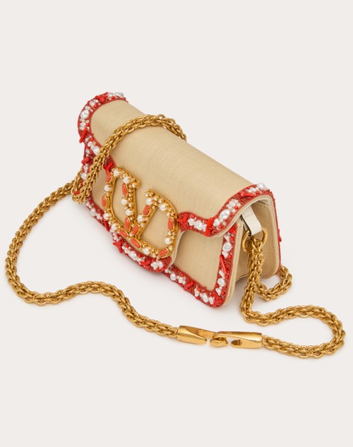 Red Valentino BORSA PICCOLA A SPALLA VALENTINO GARAVANI LOCÒ IN RAFIA CON PROFILO RICAMATO Vendite Flash
