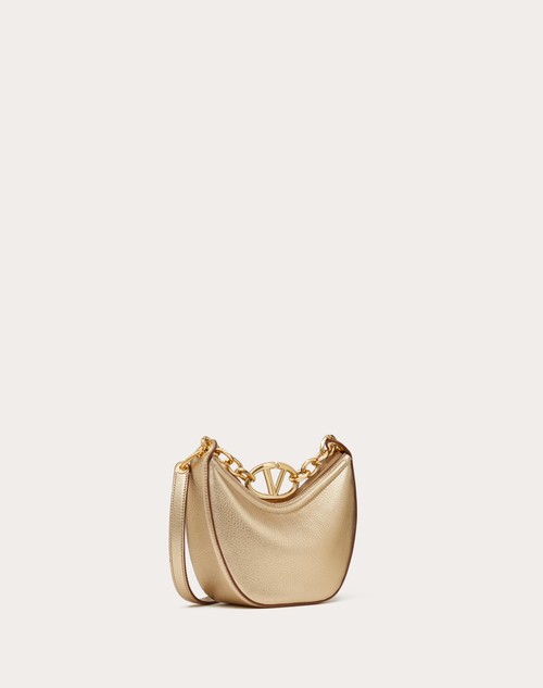Red Valentino MINI HOBO VLOGO MOON BAG IN VITELLO GRANATO METALLIZZATO CON CATENA Prezzo Ridotto