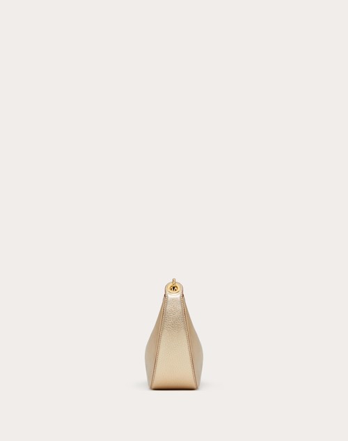 Red Valentino MINI HOBO VLOGO MOON BAG IN VITELLO GRANATO METALLIZZATO CON CATENA Prezzo Ridotto