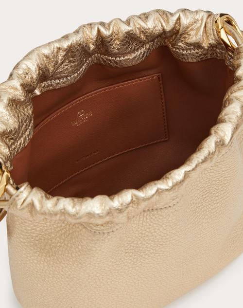 Red Valentino MINI BORSA A SACCHETTO VLOGO POUF IN PELLE METALLIZZATA Italy