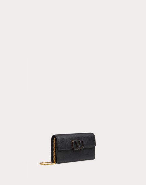 Red Valentino PORTAFOGLIO CON CATENA VLOGO SIGNATURE IN VITELLO GRANATO Qualità